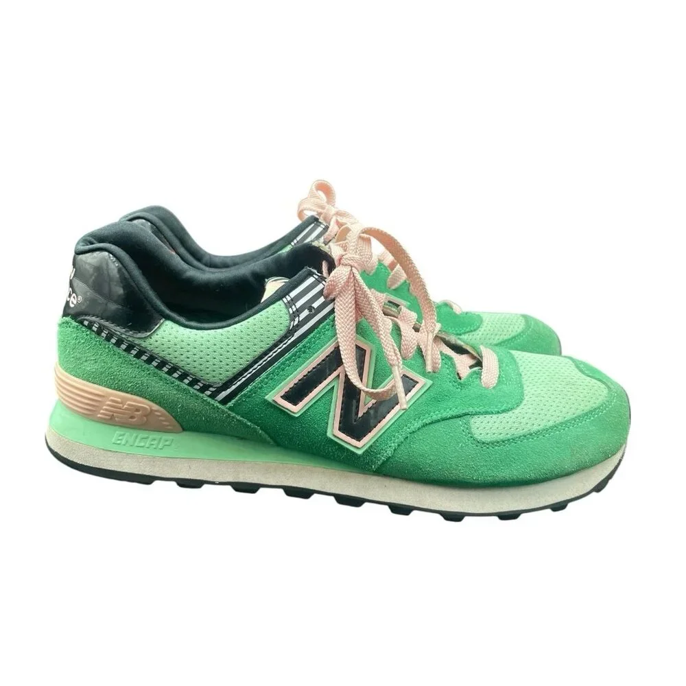 New Balance 574 Classics Palm Springs Sneakers Women’s 11 Green Pink Shoes - Picture 4 of 8